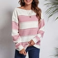 thumbnail image 1 of YUNAFFT Women's Fashion Sweater Clearance, Women's Round- Neck Stripe Splicing Recreational Pullover Knitting Sweater Long Sleeve Tops, 1 of 7