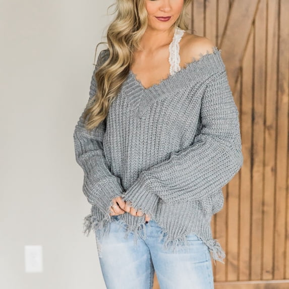 YUNAFFT Women's Fashion Sweater Clearance, Womens Casual Knitted Pullover Sweater Long Sleevel Tops Blouse Sweater