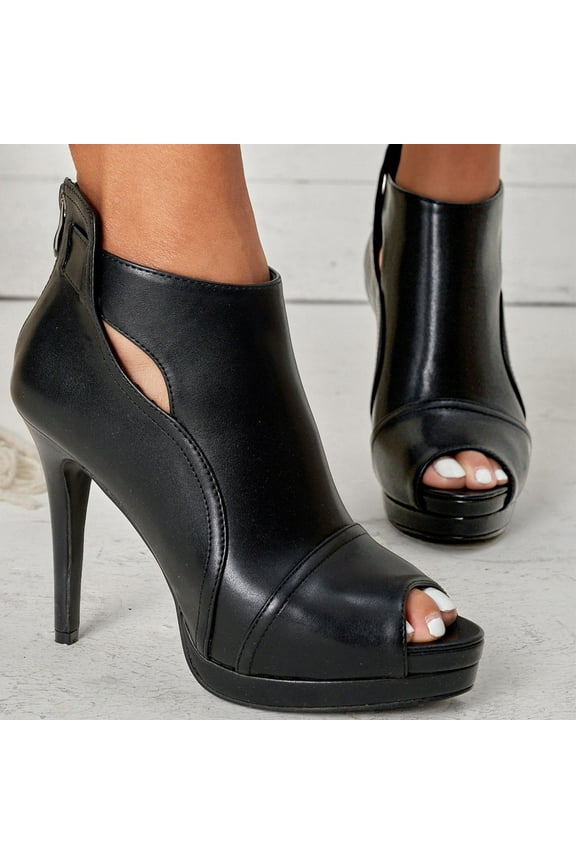 Women's High Heels, Women Stilettos Super High Heel Casual Fashion Solid Color Pointed Peep Toe Zip Shoes