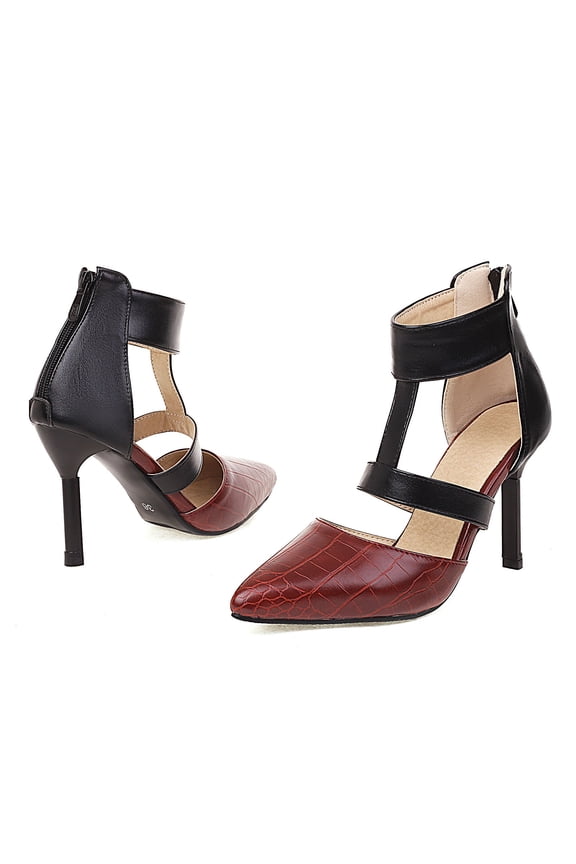 Women's High Heels, Women's Shoes Back Zip Strap Sandals Super High Heel Pointed Toe Stilettos