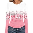 thumbnail image 1 of YUNAFFT Women's Slimming Bodycon Ribbed Knit Top with Round Neck Long Sleeve and Casual Print for Everyday Wear, 1 of 6