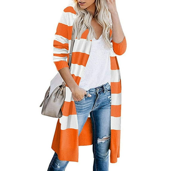 YUNAFFT Women's Tops, Jackets& Coat Clearance, Fashion Women Casual Stripes Patchwork Long Sleeves Sweater Cardigan Blouse Tops