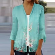 BABYSBULE YUNAFFT Women's Tops, Jackets& Coat Clearance, Fashion Women Summer 3/4 Sleeve Cardigan Solid Color Casual Blouse Tops