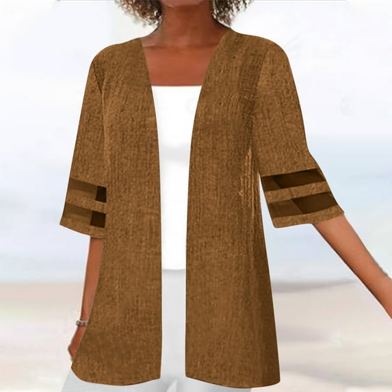 YUNAFFT Women's Tops, Jackets& Coat Clearance, Women Fashion Cardigan Up Casual Solid Color Half Sleeve Hoodeless Tops