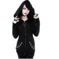 thumbnail image 1 of Babysbule Women's Tops, Jackets& Coat Fashion Women Loose Gothic Punk Long Sleeve Hooded Solid Black Cardigan Jacket Coat, 1 of 9