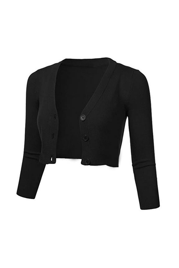 Women's Tops, Jackets& Coat Fashion Women Solid Casual 3/4 Sleeve Cropped Bolero Short Coat Cardigan