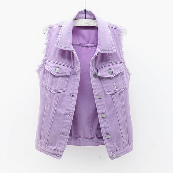 Babysbule Women's Tops, Jackets& Coat Fashion Women Spring And Solid Sleeveless Denim Jacket Outerwear