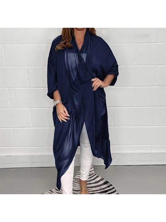 Women's Tops, Jackets& Coat Fashion Women's Solid Chiffon Long Loose Breathable Cardigan Coat