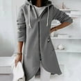 thumbnail image 1 of YUNAFFT Women's Tops, Jackets& Coat Clearance, Women's Solid Color Hoodie Zipper Long Sleeve Sweatshirts Irregular Hem Long Coat Tops With Pockets, 1 of 8