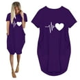 thumbnail image 1 of YUNAFFT Womens Dresses Clearance Fashion Women Loose Love Print O-Neck Pockets Casual Short Sleeves Dress Sale, 1 of 4