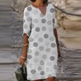 thumbnail image 1 of Babysbule Womens Dresses Fashion Women's Casual Half Sleeve V-Neck Dots Printed Ladies Loose Long Dress, 1 of 7