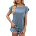 thumbnail image 1 of YUNAFFT Womens Fashion Simple personality design Solid colour Tops Short Sleeve Out Blouse casual Round Neck T-Shirt With pocket St.Parik's Day, 1 of 4