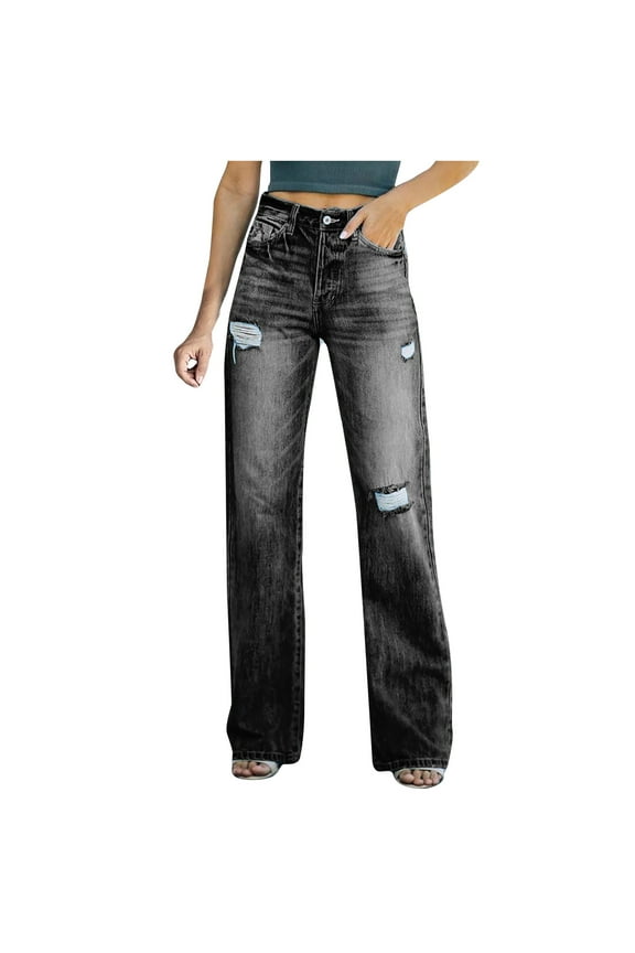 Womens Jeans Solid Color Fashion Women Fashion Casual Solid Color Jeans Pocket Pants Women's Jeans