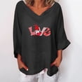 thumbnail image 1 of YUNAFFT Womens Tops Casual Loose Fashion Women Valentine V-neck Casual Cotton Jumper Tops Ladies Heart T-Shirt On Sale, 1 of 4