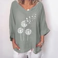thumbnail image 1 of YUNAFFT Womens Tops Casual Loose Fashion Women's Fashion Printed V- Neck Three Quarter Sleeve T-shirt Blouse Loose Tops On Sale, 1 of 5