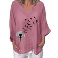 thumbnail image 1 of YUNAFFT Womens Tops Casual Loose Fashion Women's Summer V-Neck Short Sleeve Print Casual T-shirt Blouse On Sale, 1 of 4