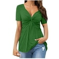 thumbnail image 1 of YUNAFFT Wowomen's Casual V neck Piaoyi chiffon Shirt Sexy Short sleeve Solid colour T-shirt Top St. Parik's Day, 1 of 6