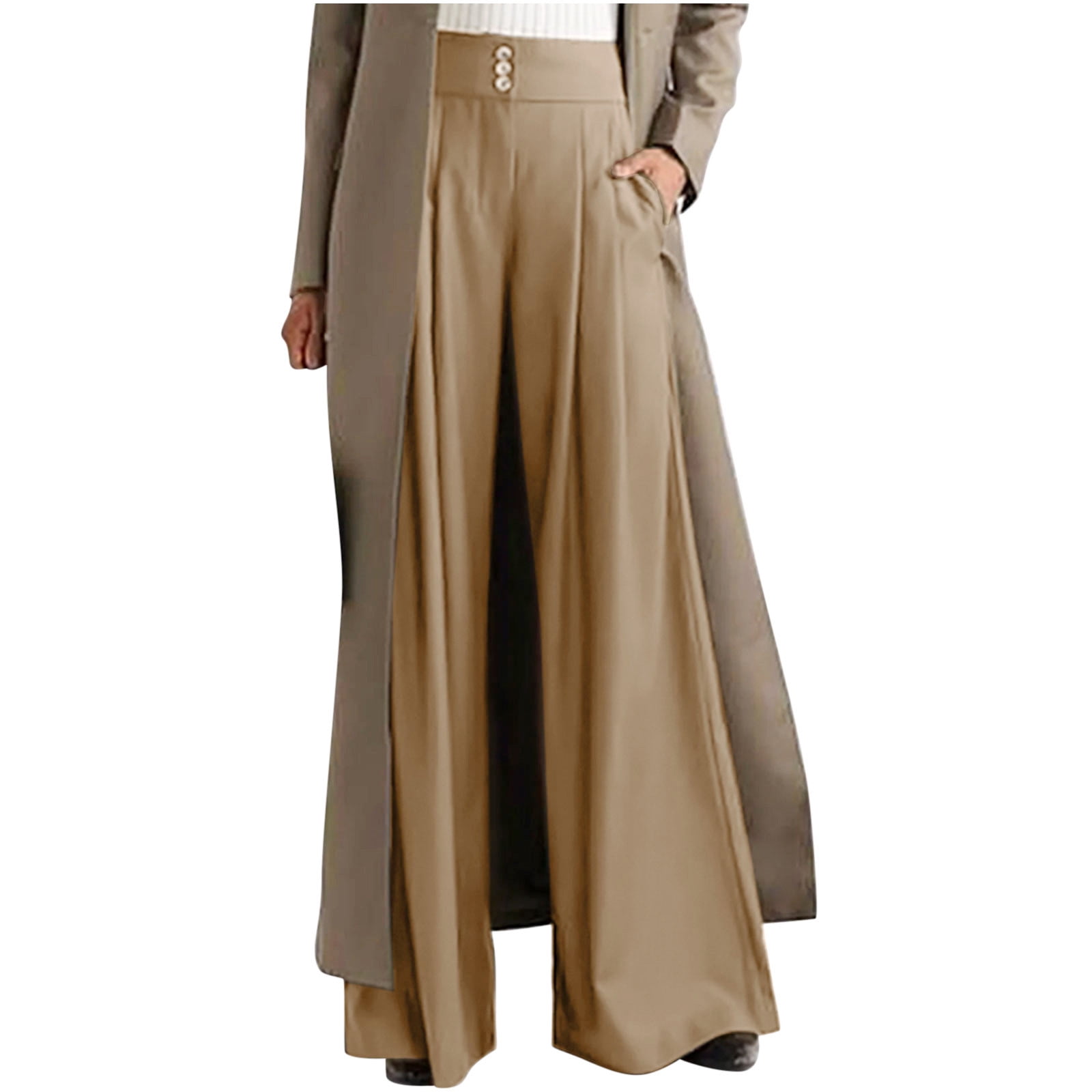 YUNAFFT Yoga Pants for Women Clearance Plus Size Women's Fashion Casual  Full-Length Loose Pants Solid High Waist Trousers Long Straight Wide Leg  Pants 