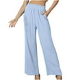 thumbnail image 1 of Babysbule Yoga Pants for Women Plus Size Fashion Women's Casual Elastic Waist Pocket Solid Color Trousers Long Pants, 1 of 8