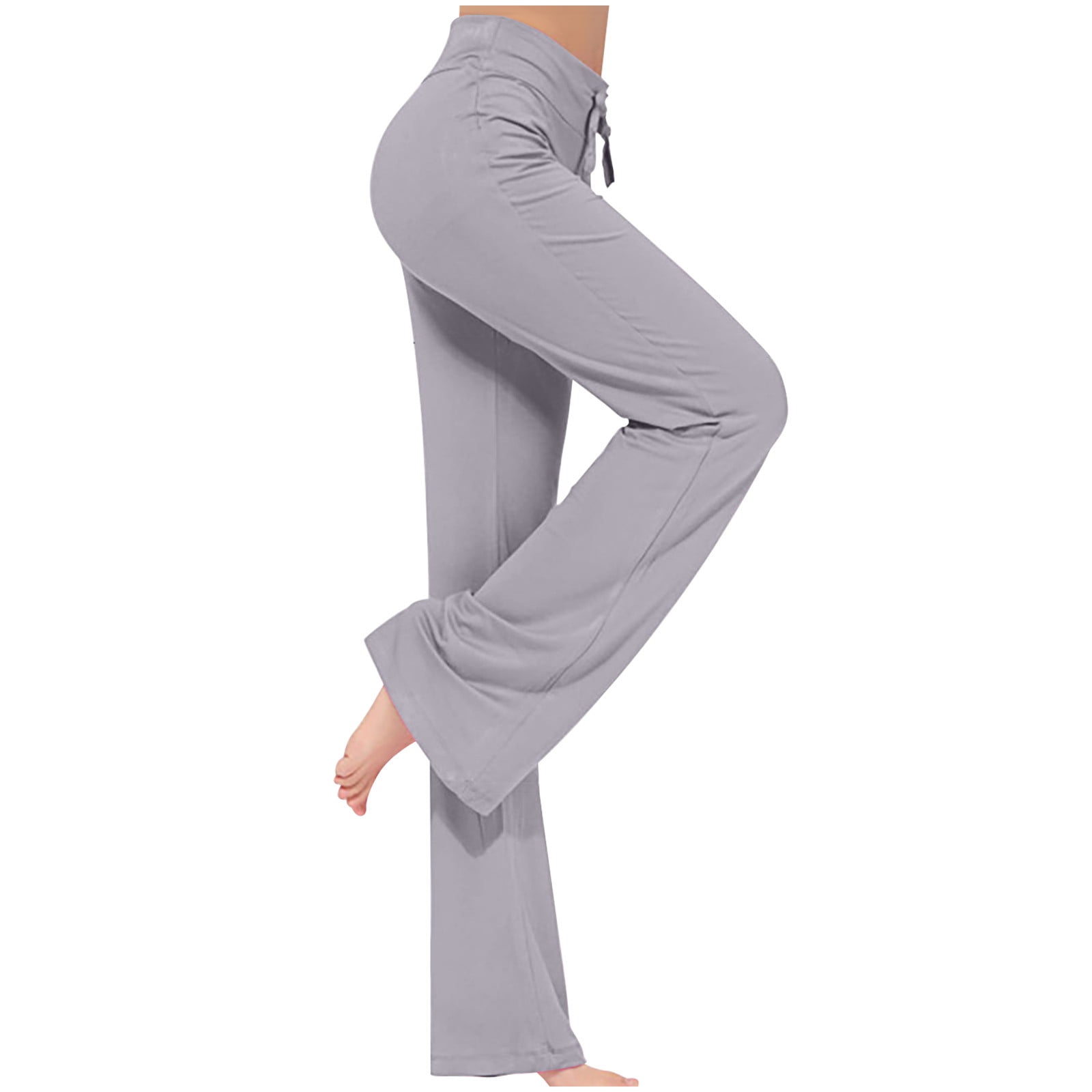 Women Plain Elastic High Waist Loose Baggy Yoga Trousers Casual Straight  Wide Leg Long Pants | Fruugo BH