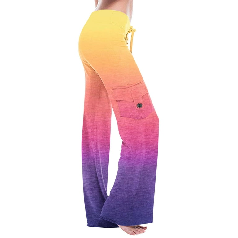 YUNAFFT Yoga Pants for Women Clearance Plus Size Women's Print High Waist  Print Pants Wide Leg Pants Casual Loose+Pocket