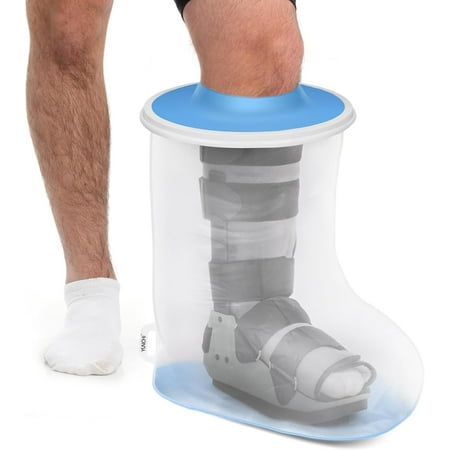 YUNCHI Extra Wide Cast Cover for Leg in Shower with Non-Slip Bottom, Reusable TPU Large Shower Boots