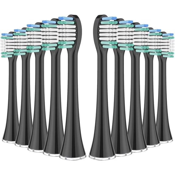 YUNCHI Replacement Toothbrush Heads 10 Pack for AquaSonic Black Series, Vibe Series, Black Series pro, and for Duo Series pro Electric Toothbrush, Black