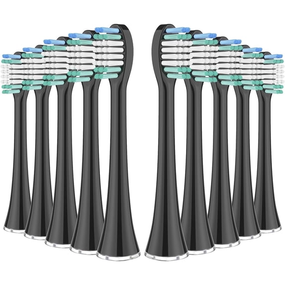 YUNCHI Replacement Toothbrush Heads 10 Pack for AquaSonic Black Series, Vibe Series, Black Series pro, and for Duo Series pro Electric Toothbrush, Black