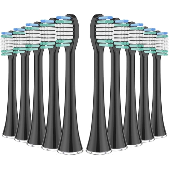 YUNCHI Replacement Toothbrush Heads 10 Pack for AquaSonic Black Series, Vibe Series, Black Series pro, and for Duo Series pro Electric Toothbrush, Black