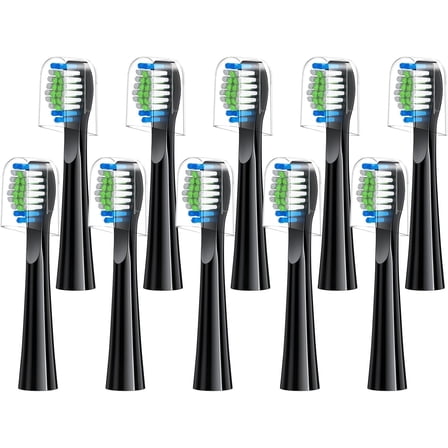 YUNCHI Replacement Toothbrush Heads 10 Pack Compatible with Bitvae Daily D2 Rechargeable Toothbrush, for D2 Toothbrush Heads Refills, Black