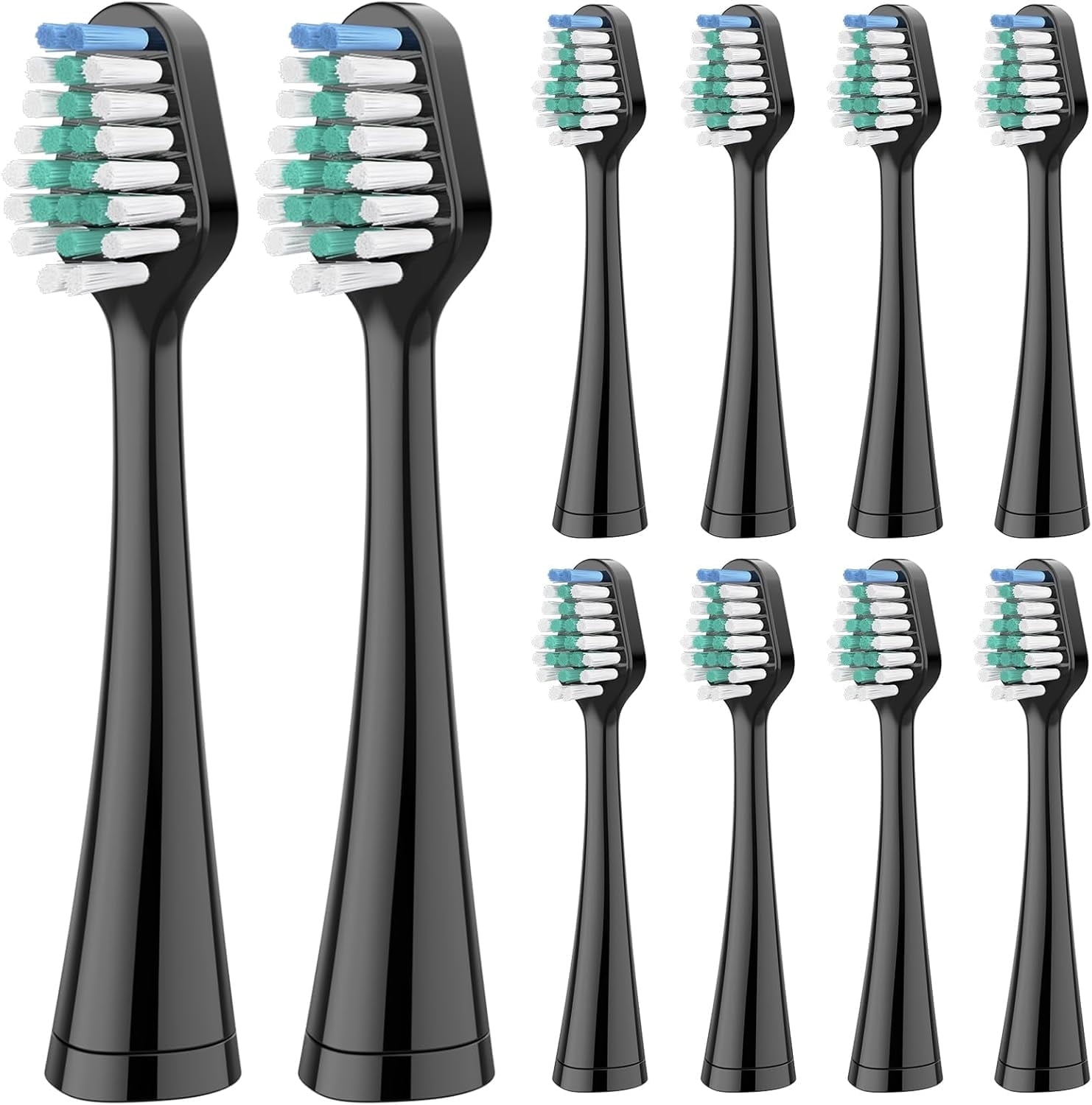YUNCHI Replacement Toothbrush Heads for Waterpik Complete Care 5.0/9.0, Compatible with AquaSonic Duo and Home Dental Center Electric Toothbrush, 10 Pack, Black