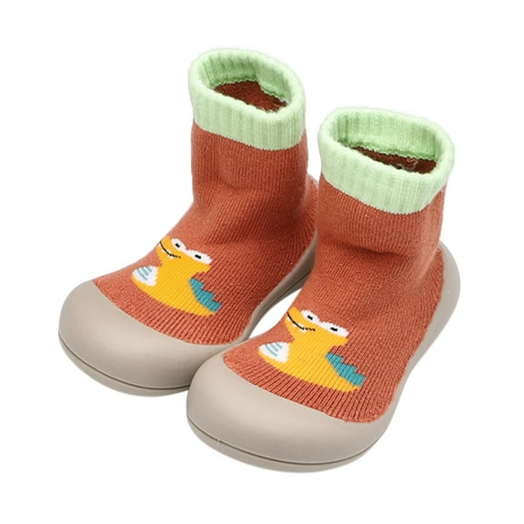 YUNCITY Baby Sock Shoes Boys Girls Fall Winter Indoor Outdoor Thickened Warm Toddler Children Fashion Cartoon Walking Shoes Orange 2-3 Years