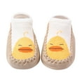 thumbnail image 1 of YUNCITY Baby Sock Shoes Boys Girls Low Top Toddler Children Floor Boat Socks Slipper Hole Bow Leather Socks Slipper Walking Shoes White 0-6 Months, 1 of 3