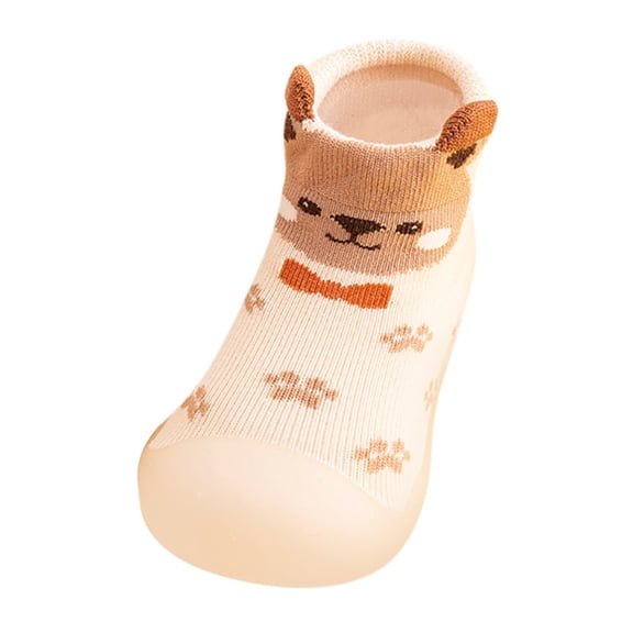 YUNCITY Baby Sock Shoes Boys Girls Kids Toddler Solid Warm Knit Soft Sole Rubber Slipper Stocking Walking Shoes 15-18 Months