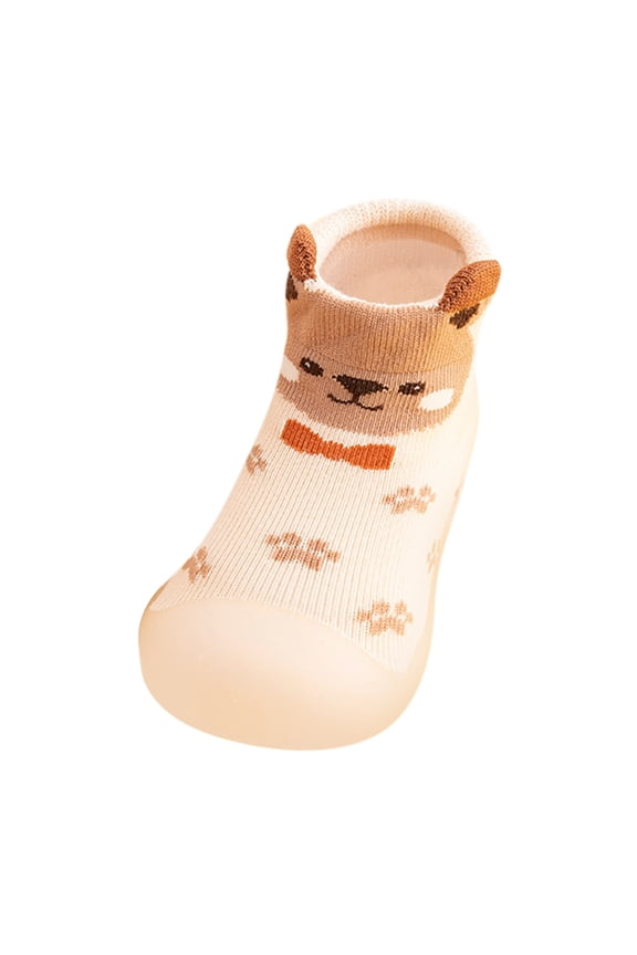 Baby Sock Shoes Boys Girls Kids Toddler Solid Warm Knit Soft Sole Rubber Slipper Stocking Walking Shoes 15-18 Months
