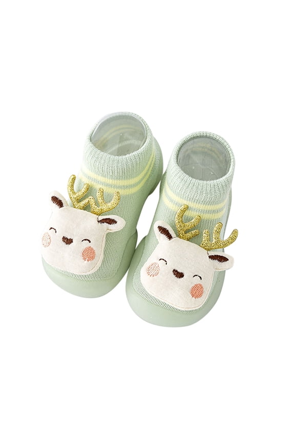 Baby Sock Shoes Boys Girls Summer Autumn Comfortable Toddler Shoes Cute Deer Rabbit Pattern Children Mesh Breathable Floor Sneakers Walking Shoes Green 0-6 Months