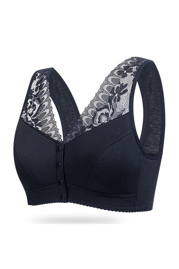 Front Closure Bras For Women Comfortable Large Thin Sagging Side Breast Beauty Back Shining Wrapping Bra Wireless Bras Women Black