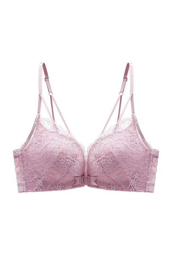 Front Closure Bras For Women Front Close Bra T Back Plus Size Seamless Unlined Bra Wireless Bras Women Pink