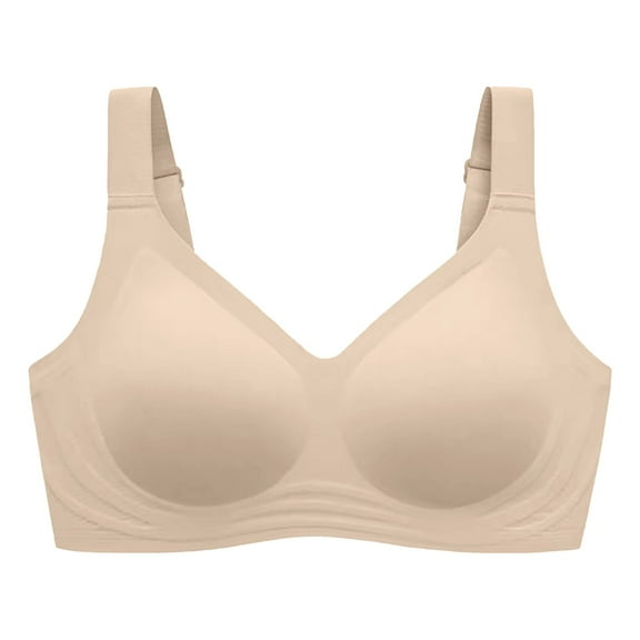 YUNCITY Jelly Bras For Women Front Side Buckle Lace Without Steel Ring Movement Gathering Adjustment Yoga Sleep Large Bra Seamless Bras For Women Beige