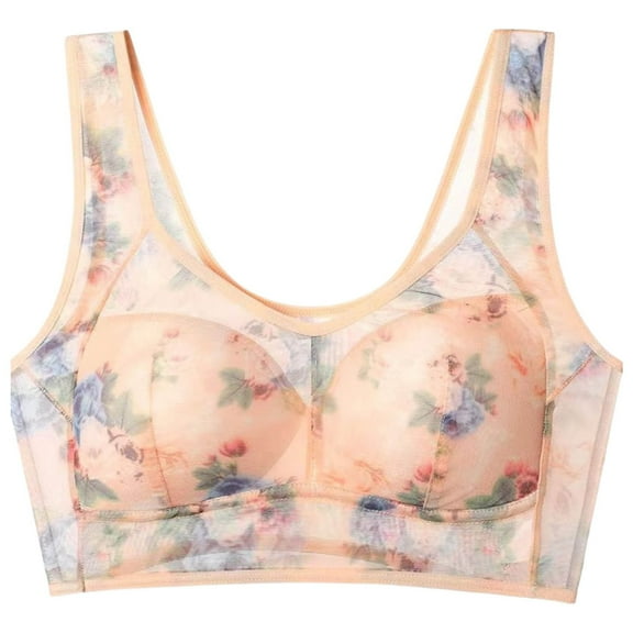 YUNCITY Lace Bralettes For Women Buttonless Comfortable Bra Push Up Bra Comfort Wireless Bralette Posture Bra Everyday Bra Comfy Bra Beige