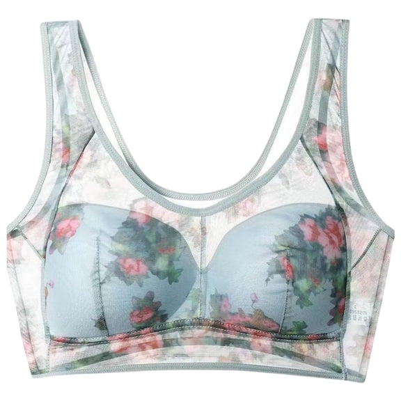 YUNCITY Lace Bralettes For Women Buttonless Comfortable Bra Push Up Bra Comfort Wireless Bralette Posture Bra Everyday Bra Comfy Bra Blue