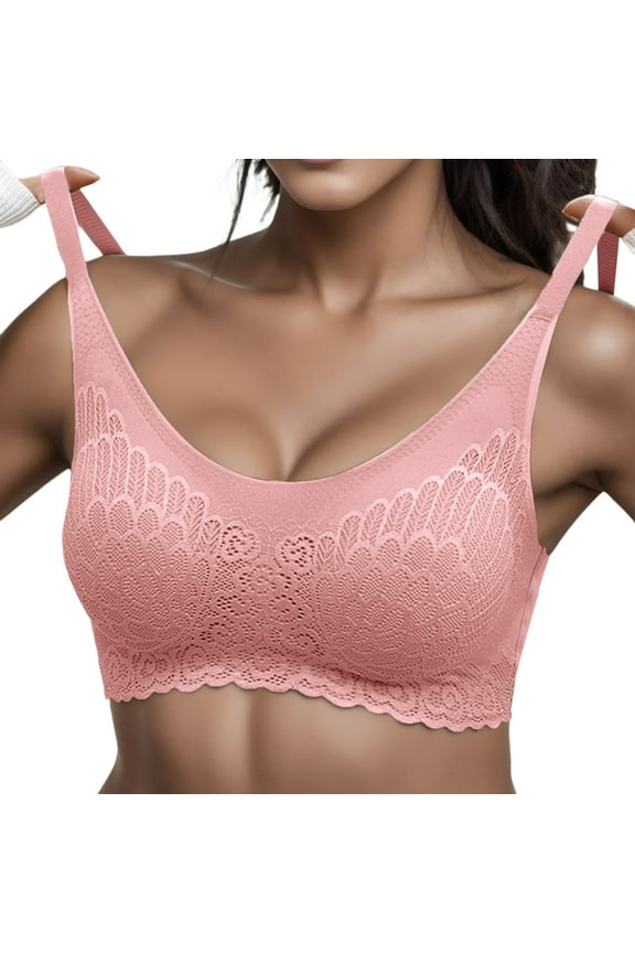 Lace Bralettes For Women Thin Underwear Transparent Bras Bralette Ladies Comfy Bra Pink