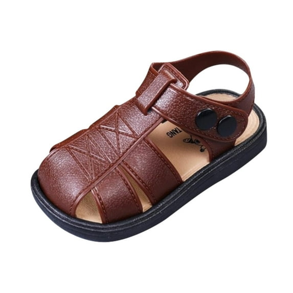 YUNCITY Toddler Baby Boy Girl Shoes Children Kids Shoes Closed Toe Summer Beach Sandals Shoes Sneakers Brown 2.5-3 Years