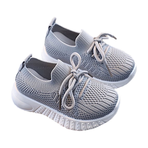 YUNCITY Toddler Baby Boy Girl Shoes Cute Mesh Non- First Walking Shoes Grey 3-3.5 Years