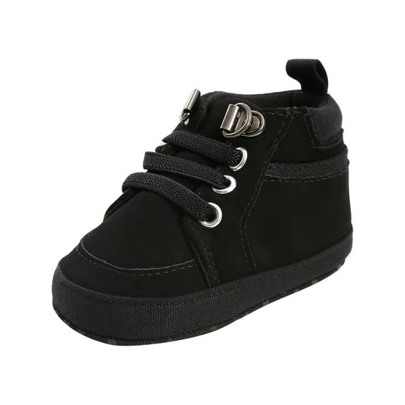 YUNCITY Toddler Baby Boy Girl Shoes First Fashion Shoes Kid Walkers Solid Cross-Tied Shoes Black 0-6 Months