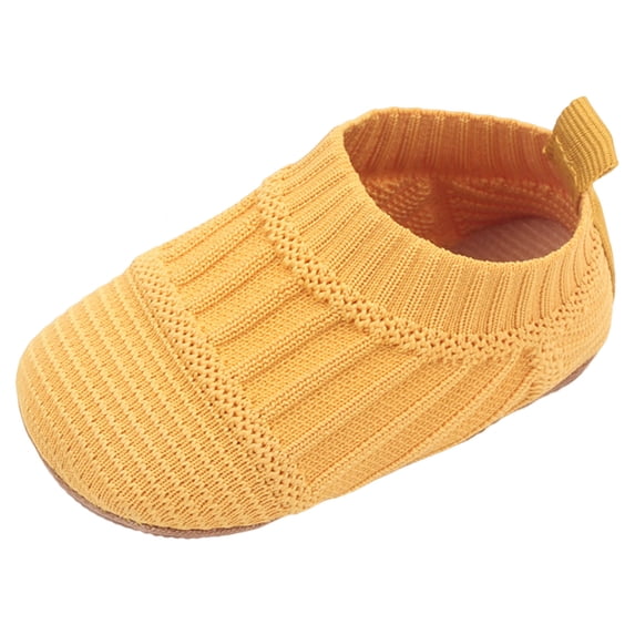 YUNCITY Toddler Baby Boy Girl Shoes Summer Children Shoes Sports Flat Bottom Lightweight Fly Woven Mesh Breathable Comfortable Solid Color Simple Walking Shoes Yellow 12-18 Months