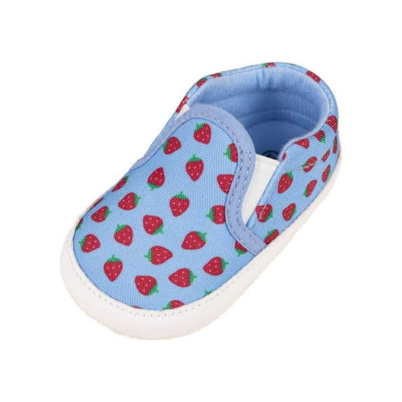 YUNCITY Toddler Baby Boys Girls Walking Shoes Classic Sneakers With Cartoon Print Walking Rubber Sole Lightweight Canvas Shoes Toddlers Infants Blue 0-6 Months