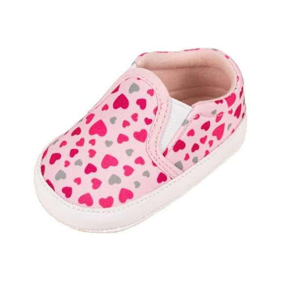 YUNCITY Toddler Baby Boys Girls Walking Shoes Classic Sneakers With Cartoon Print Walking Rubber Sole Lightweight Canvas Shoes Toddlers Light Pink 6-12 Months