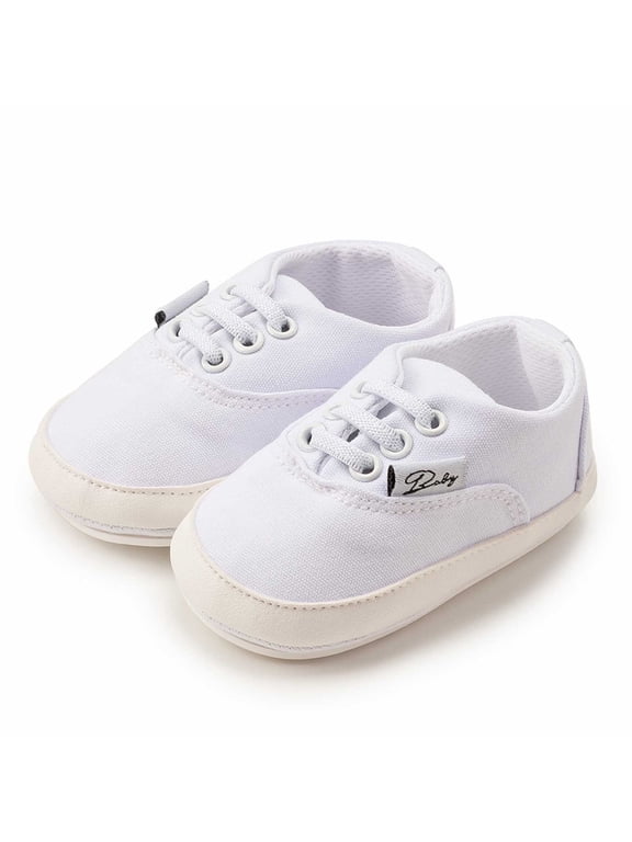 Toddler Baby Boys Girls Walking Shoes Classic Sneakers Learning To Walk Soft Rubber Sole Indoor Outdoor Activities Shoes White 0-6 Months