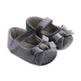 thumbnail image 1 of YUNCITY Toddler Baby Boys Girls Walking Shoes Kids Solid Colour Bowknot Princess Shoes Soft Sole Floor Barefoot Non- First Walkers Prewalker Shoes Grey 12-18 Months, 1 of 9